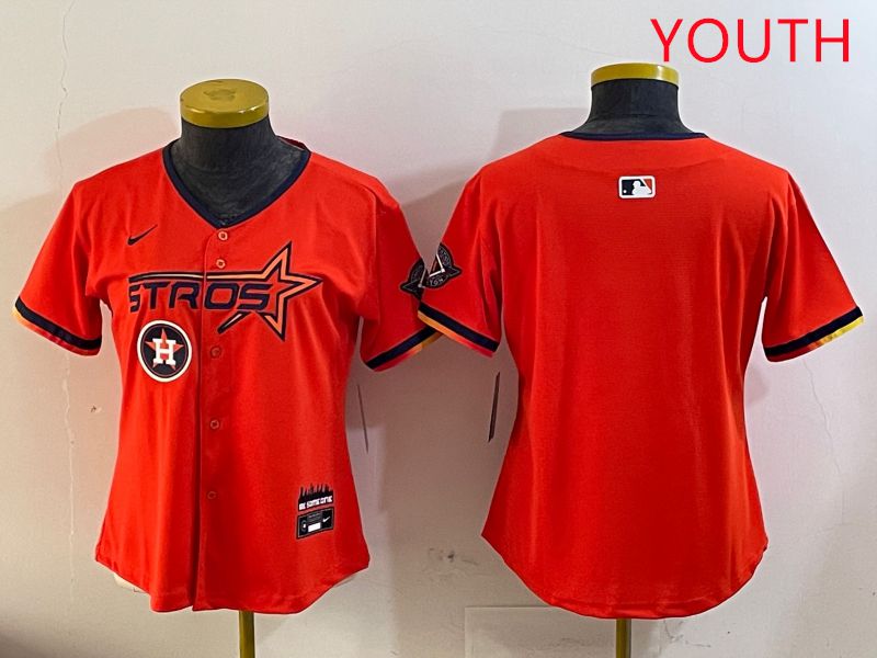 Youth Houston Astros Blank Orange Three generations Joint Name 2025 Nike MLB Jersey style 5->youth mlb jersey->Youth Jersey